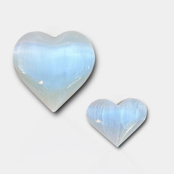 Selenite Crystal Heart, Polished Natural White Gemstone, Small: 1.5" - Picture 9 of 11